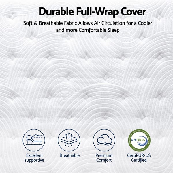 RoomSense 34cm Thick Medium Firm Hybrid Mattress for Back Pain Relief Tencel Cooling Pocket Spring Mattress