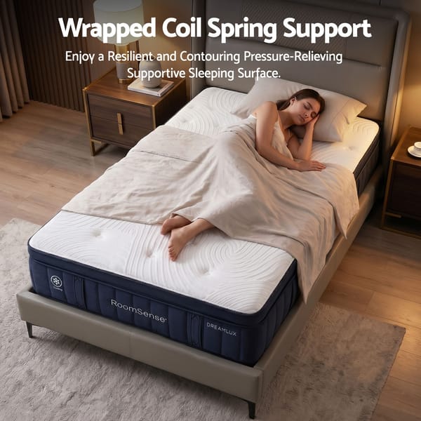 RoomSense 34cm Thick Medium Firm Hybrid Mattress for Back Pain Relief Tencel Cooling Pocket Spring Mattress