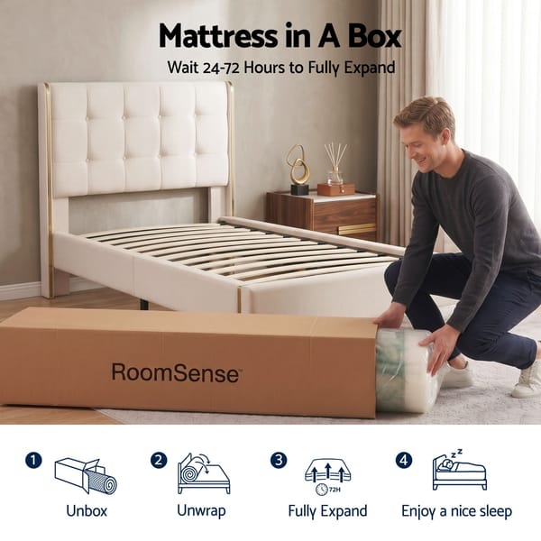 RoomSense 34cm Thick Medium Firm Hybrid Mattress for Back Pain Relief Tencel Cooling Pocket Spring Mattress