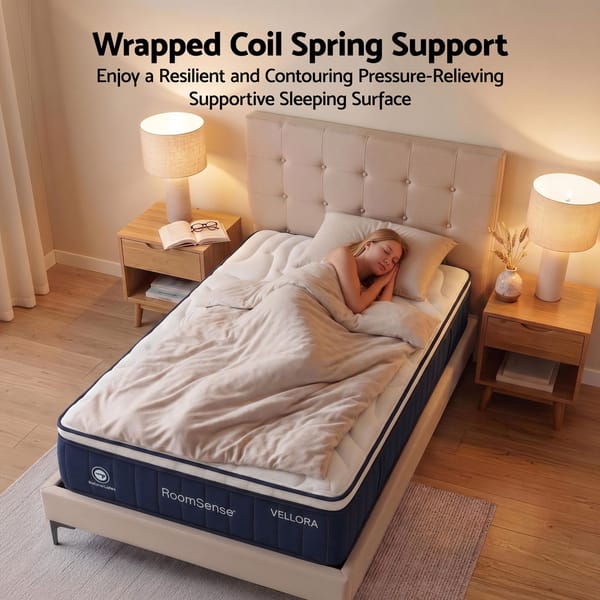 RoomSense Mattress 30cm Medium Firm Hybrid Mattress with Latex Lumbar Support for Back Pain Relief , Pocket Spring Mattress