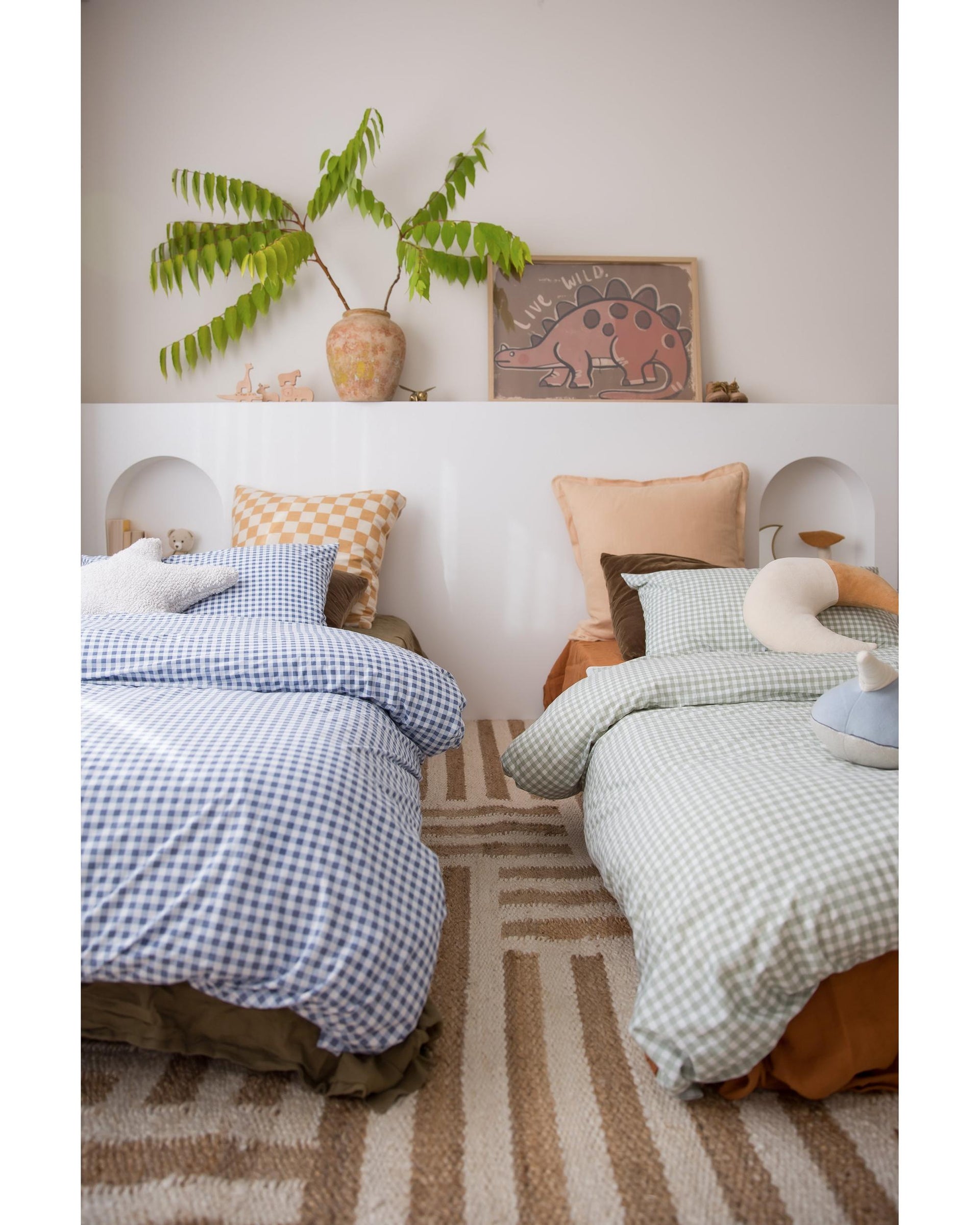 Dusty Blue Gingham Waterproof Doona Cover The Midnight Gang