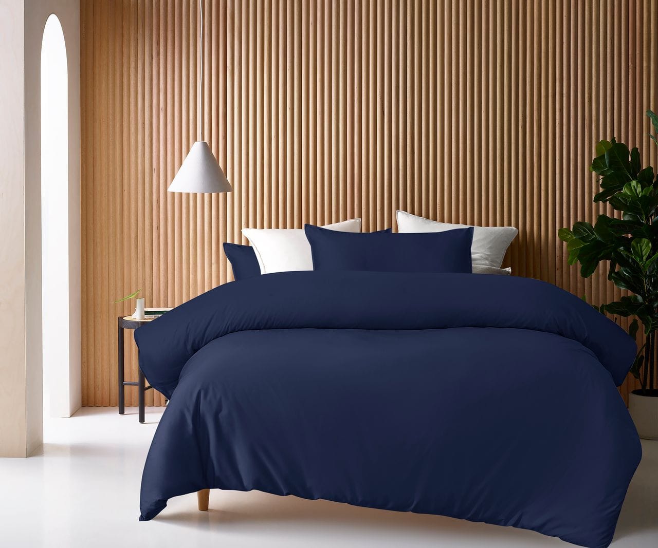 Accessorize Quilt Cover Accesorize Bamboo Cotton Double Stitch Quilt Cover Set Navy