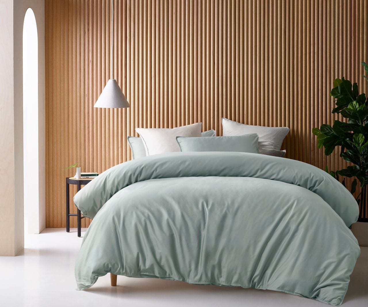 Accessorize Quilt Cover Accesorize Bamboo Cotton Double Stitch Quilt Cover Set Sage