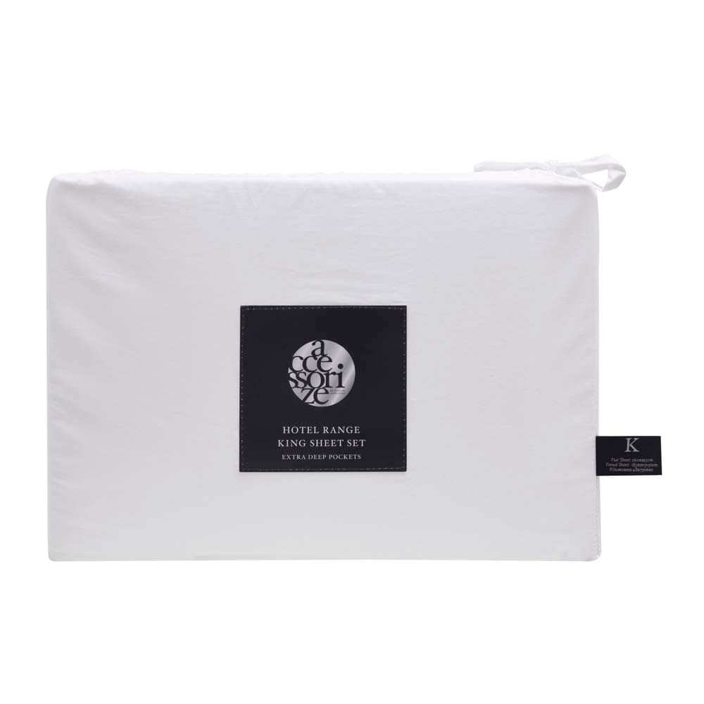 Accessorize Bed Sheets Accessorize Deluxe Hotel Piped Sheet Set - WHITE/BLACK