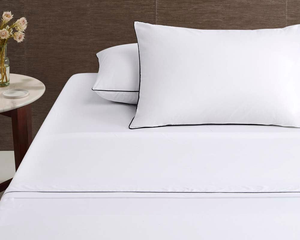 Accessorize Bed Sheets Accessorize Deluxe Hotel Piped Sheet Set - WHITE/BLACK