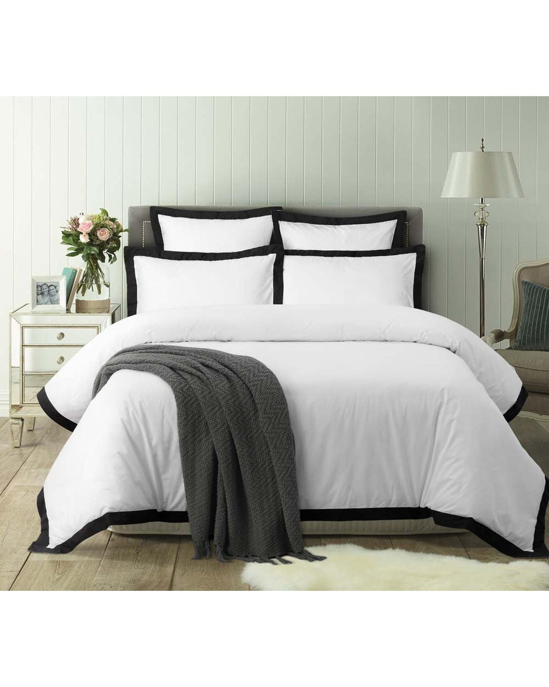 Accessorize Quilt Cover Accessorize Deluxe Hotel Quilt Cover Set - WHITE/BLACK