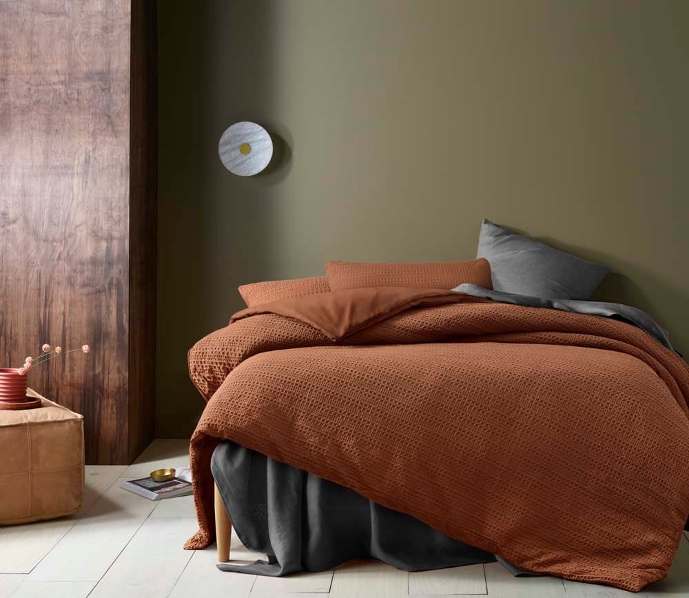 Accessorize Quilt Cover Accessorize Soho Waffle Tobacco Quilt Cover Set