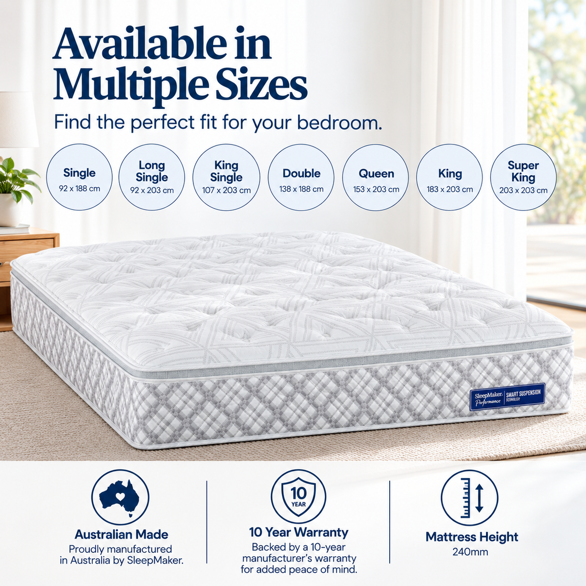 Sleepmaker Performance Plus KulKote 24 cm Mattress - Medium