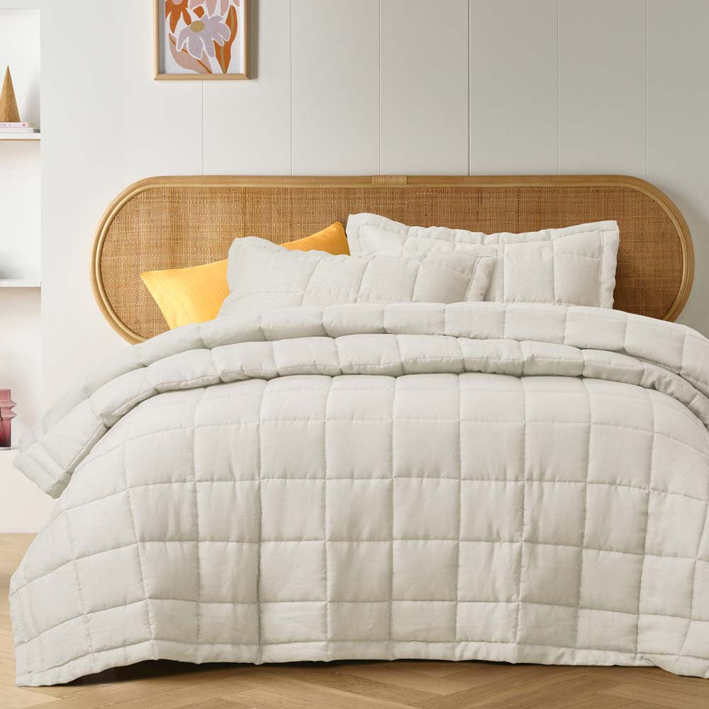 Vintage Design Natural French Linen Coverlet Set Vintage Design