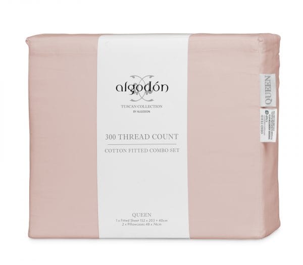 Algodon Bed Sheets ALGODON "300TC Cotton" FITTED SHEET Combo Set - PINK