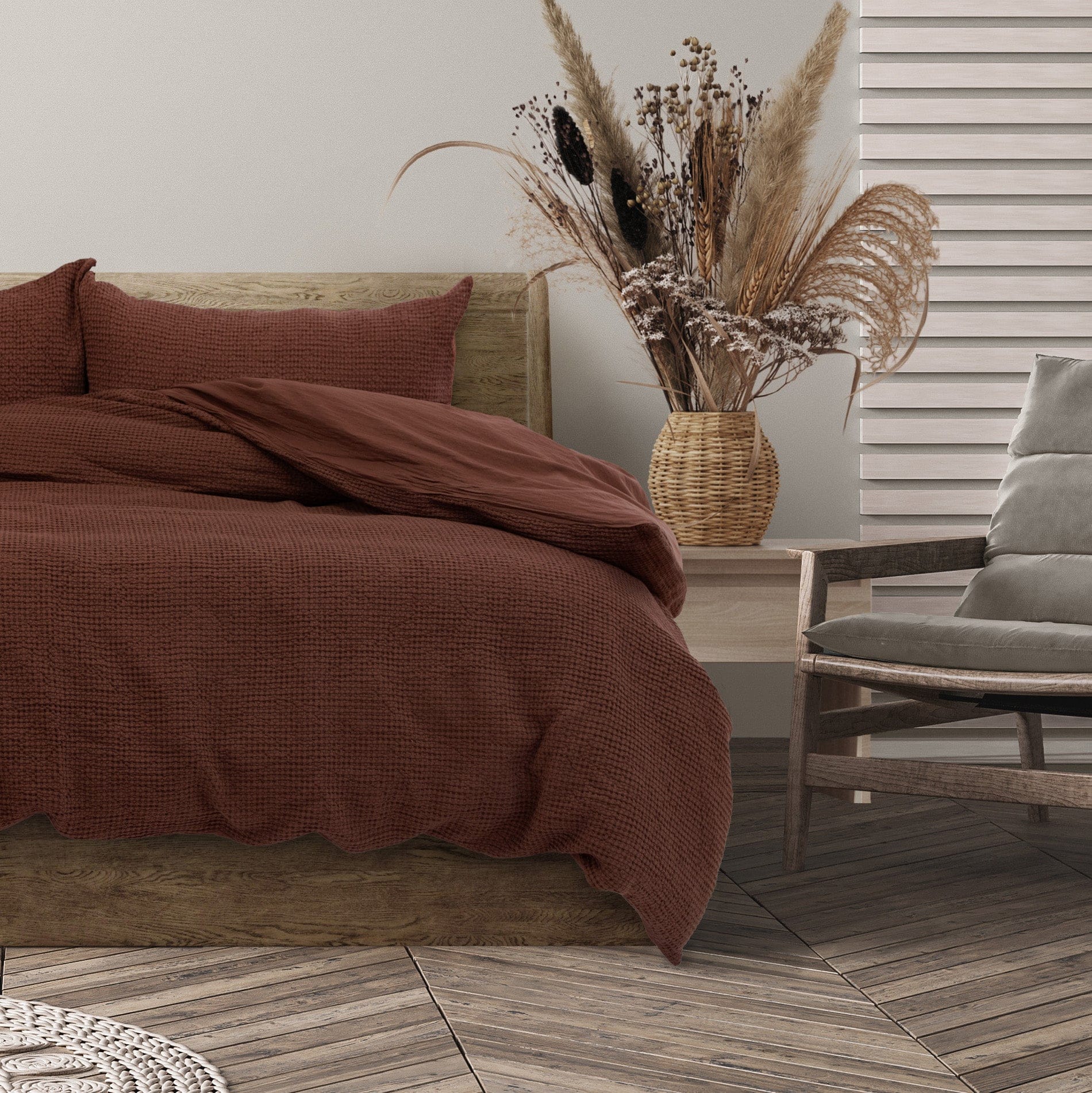 Algodon Quilt Cover ALGODON "Ranch" COTTON WAFFLE QUILT COVER SET - BARK