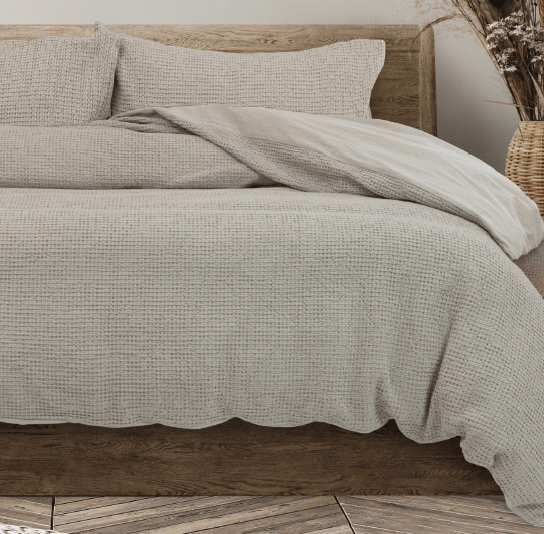 Algodon Quilt Cover ALGODON "Ranch" COTTON WAFFLE QUILT COVER SET - SAND