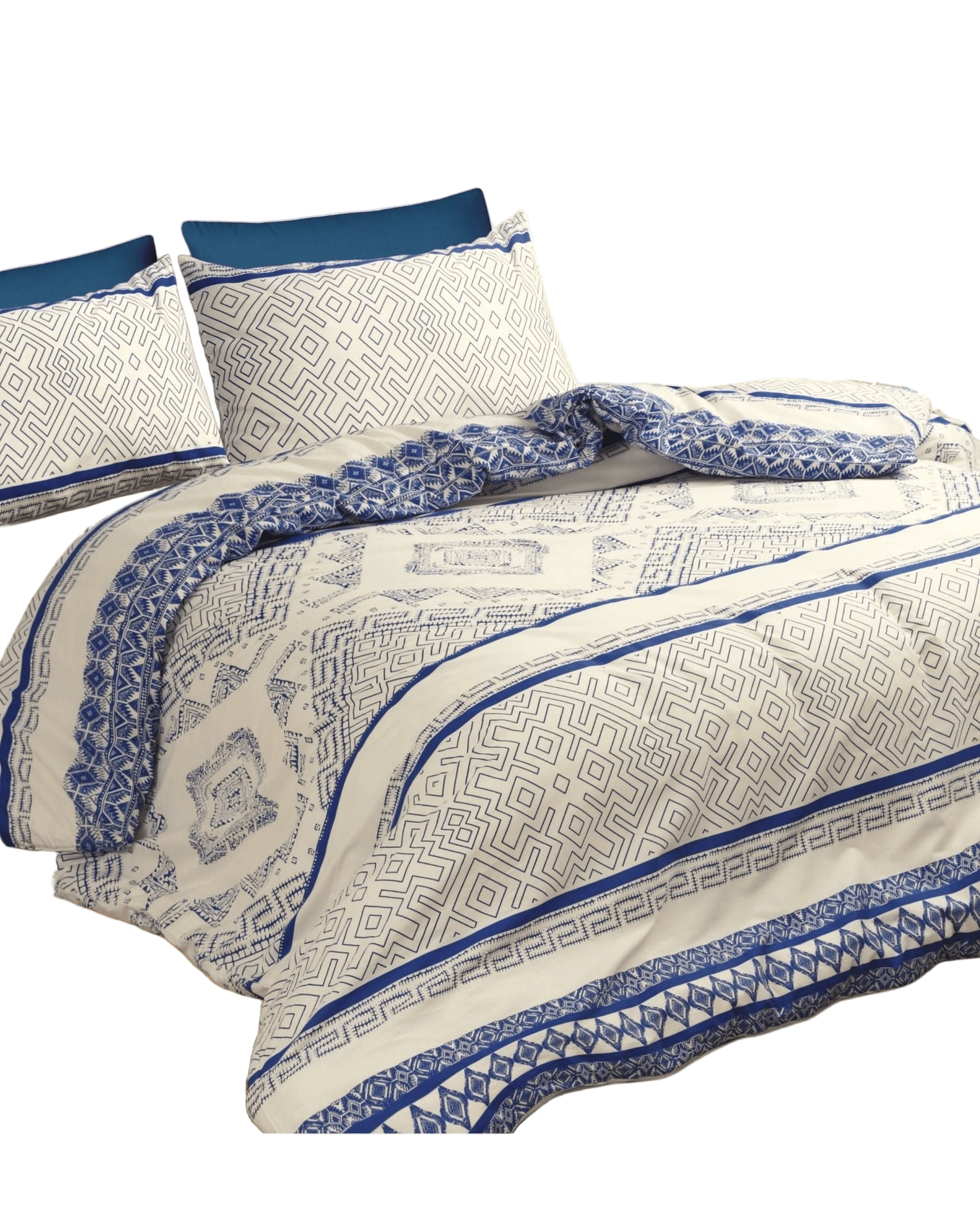 Amsons Quilt Cover Amsons 100% Cotton Quilt Cover Set - Hampton - Cream/Blue with extra pillowcase pair