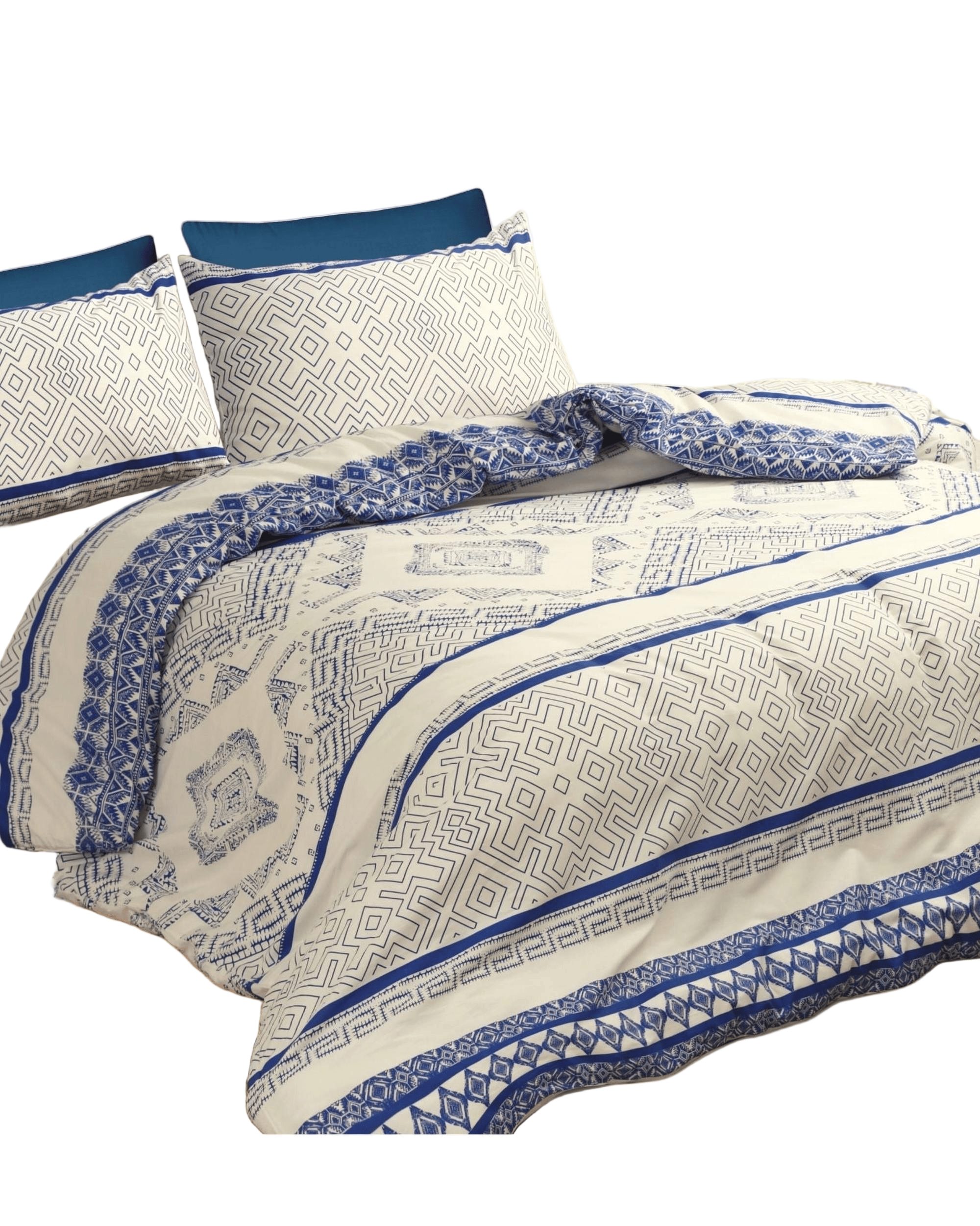 Amsons Quilt Cover Amsons 100% Cotton Quilt Cover Set - Hampton - Cream/Blue with extra pillowcase pair
