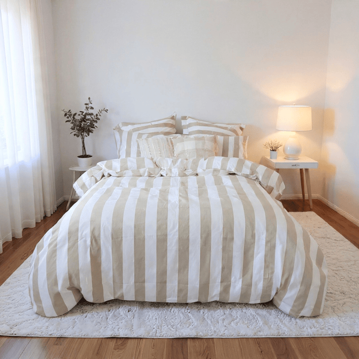 Amsons Quilt Cover Amsons Microfibre Quilt Cover Set - Beige Strix