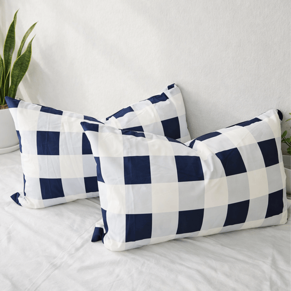 Amsons Quilt Cover Amsons Microfibre Quilt Cover Set - Navy Grid