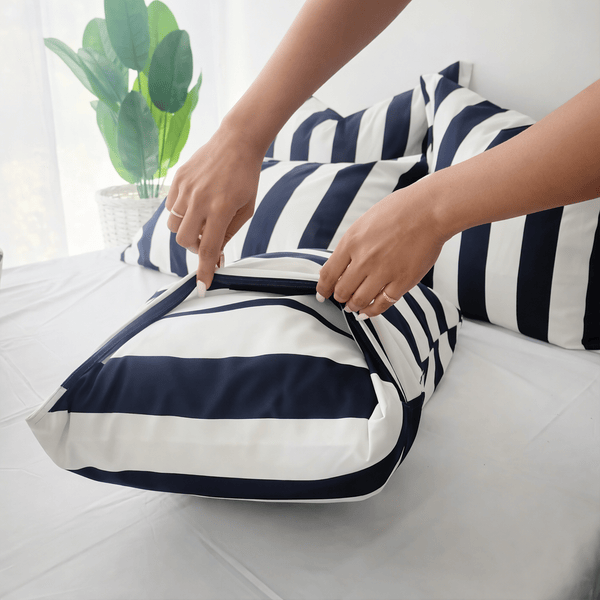 Amsons Quilt Cover Amsons Microfibre Quilt Cover Set - Navy Strix