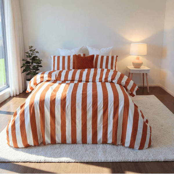 Amsons Quilt Cover Amsons Microfibre Quilt Cover Set -  Rust Strix