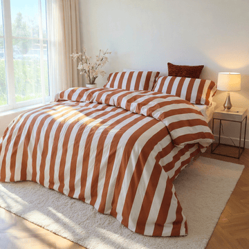 Amsons Quilt Cover Amsons Microfibre Quilt Cover Set -  Rust Strix