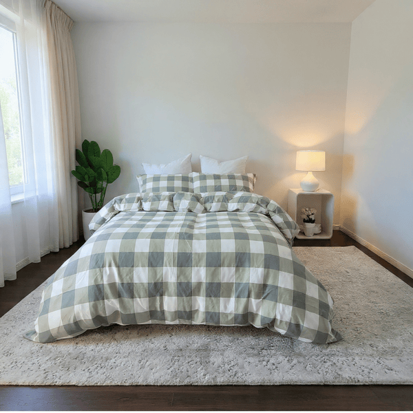 Amsons Quilt Cover Amsons Microfibre Quilt Cover Set - Sage Grid