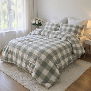 Amsons Quilt Cover Amsons Microfibre Quilt Cover Set - Sage Grid