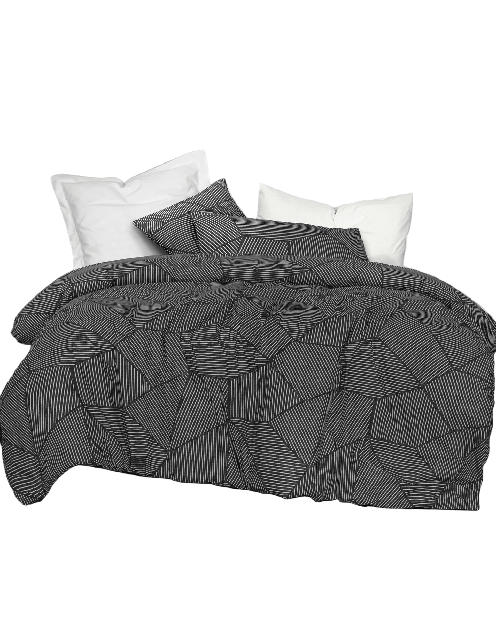 Amsons Quilt Cover Amsons Pure Cotton Quilt Cover Set With Extra Standard Pillowcases - Ariana Carbon