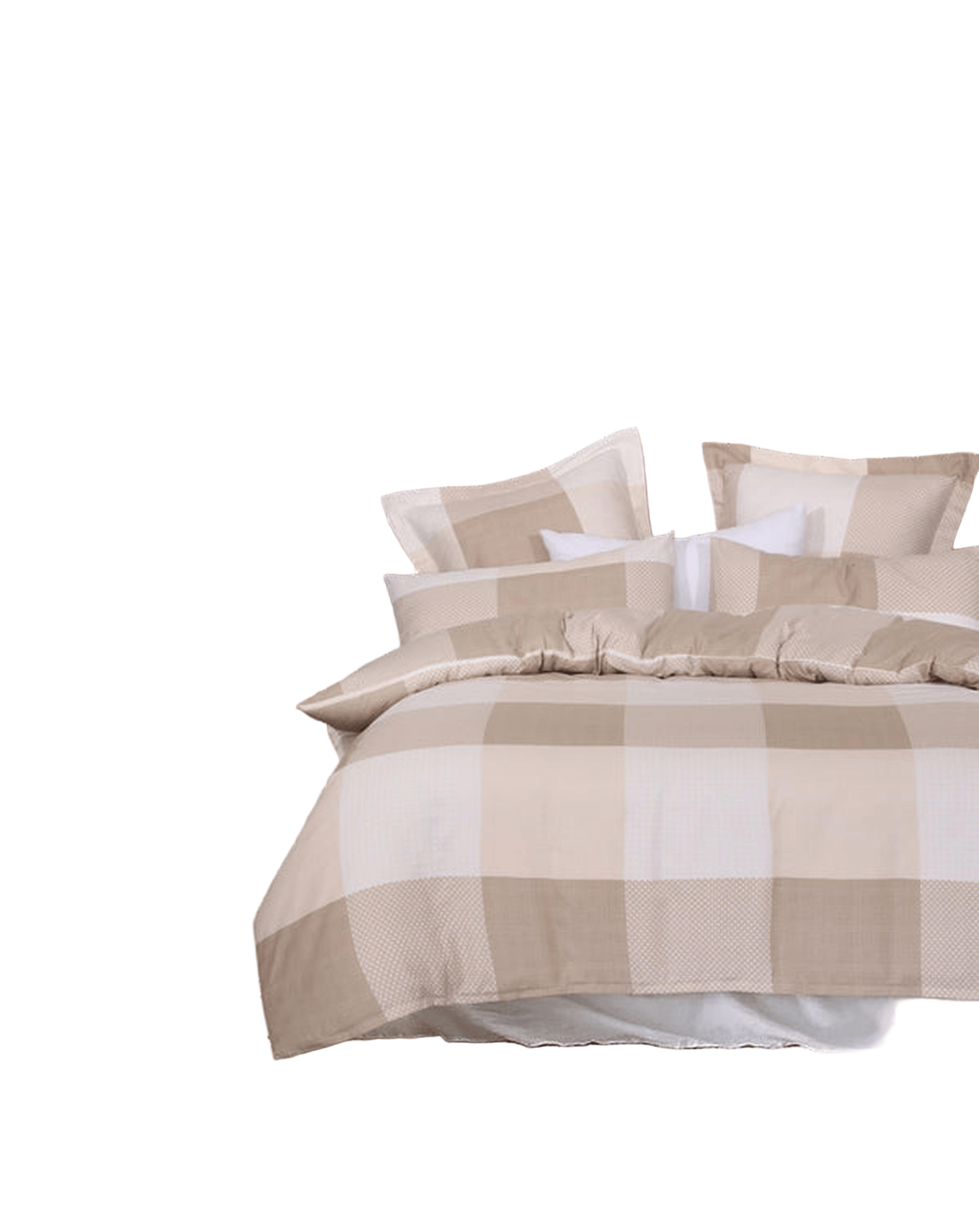 Amsons Quilt Cover Amsons Quilt Cover Set with European Pillow Covers - Beige Check
