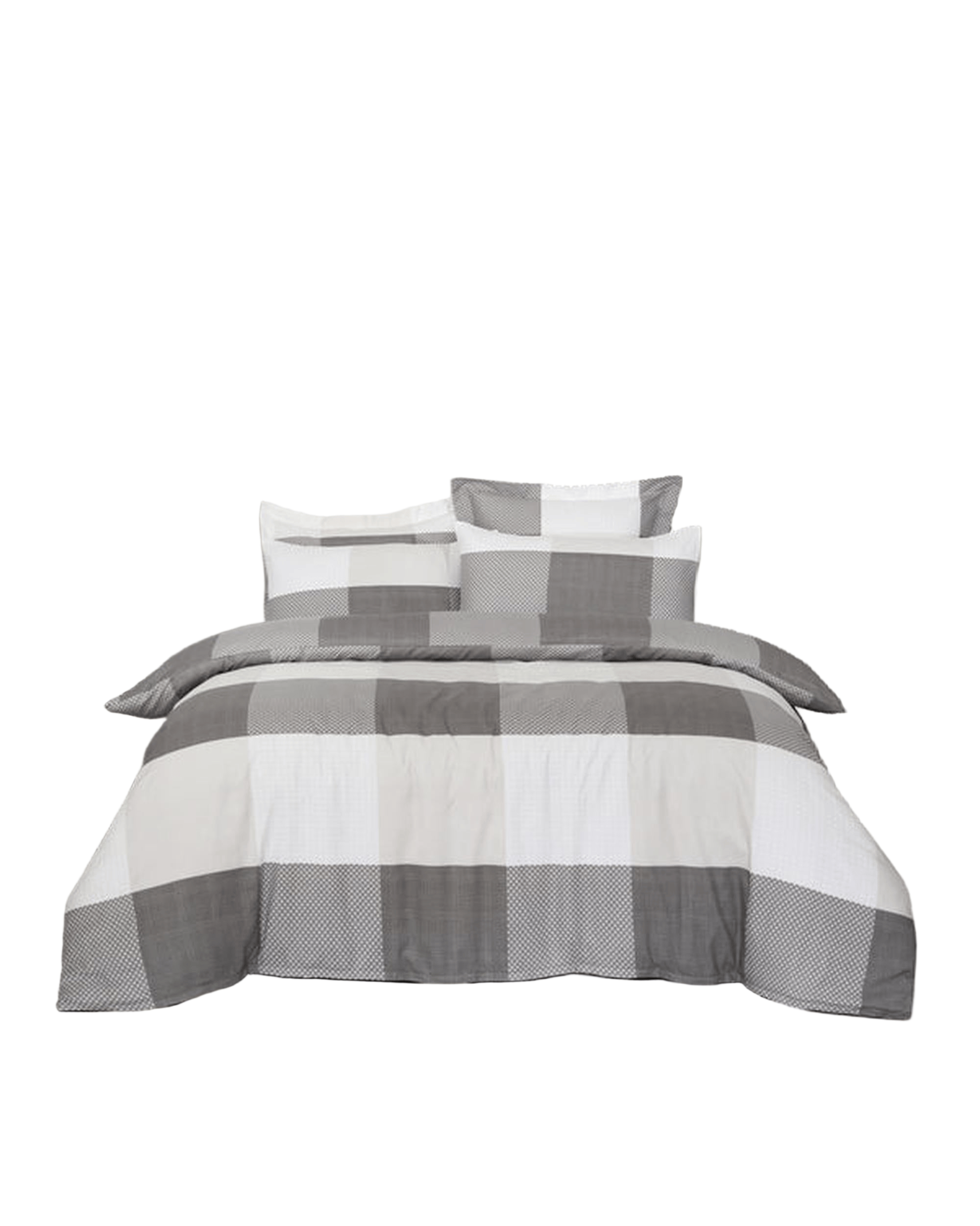 Amsons Quilt Cover Amsons Quilt Cover Set with European Pillow Covers - Grey Check