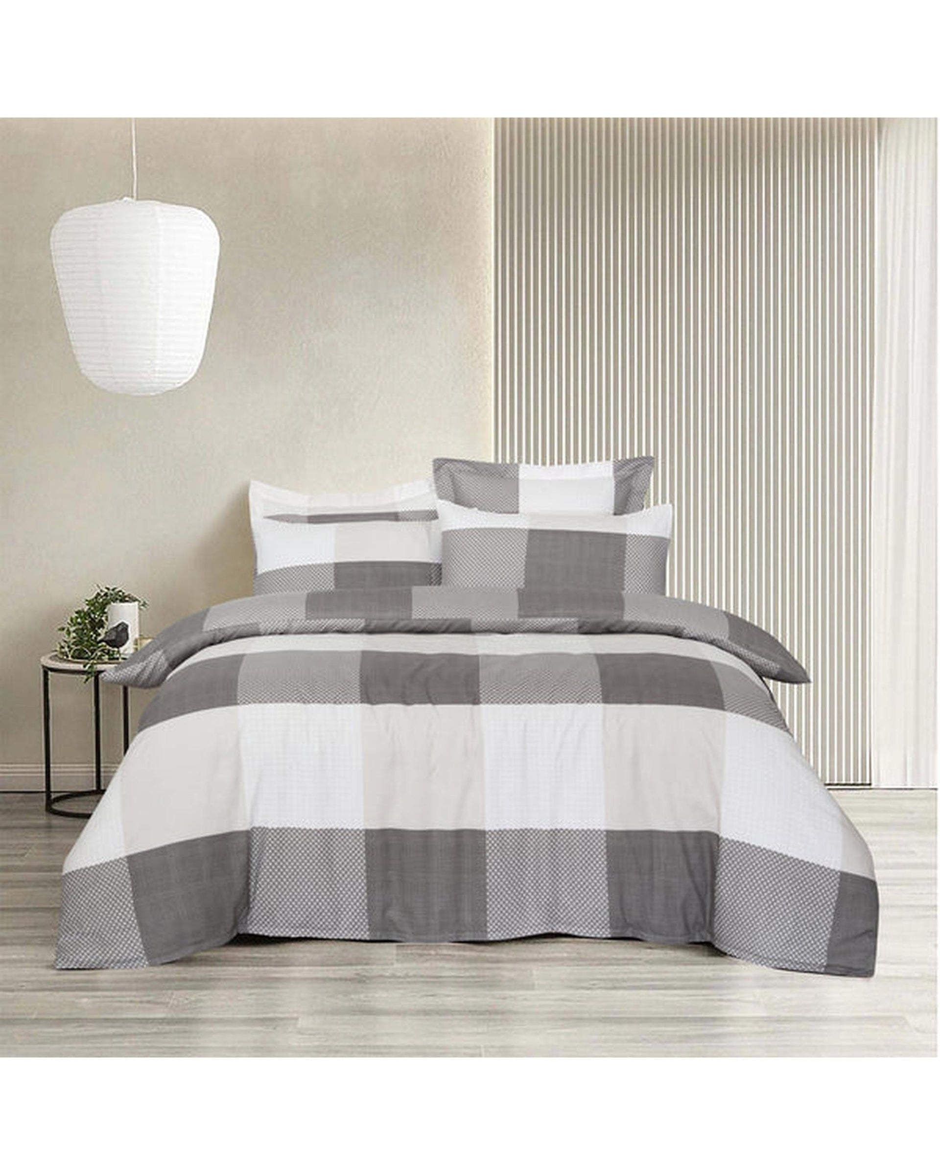 Amsons Quilt Cover Amsons Quilt Cover Set with European Pillow Covers - Grey Check