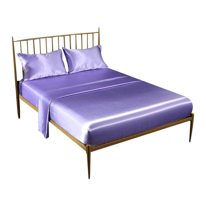 Anyhouz Bed Sheets Anyhouz Fitted Sheet Silky Sheet Set with Pillow Cases - King - Purple