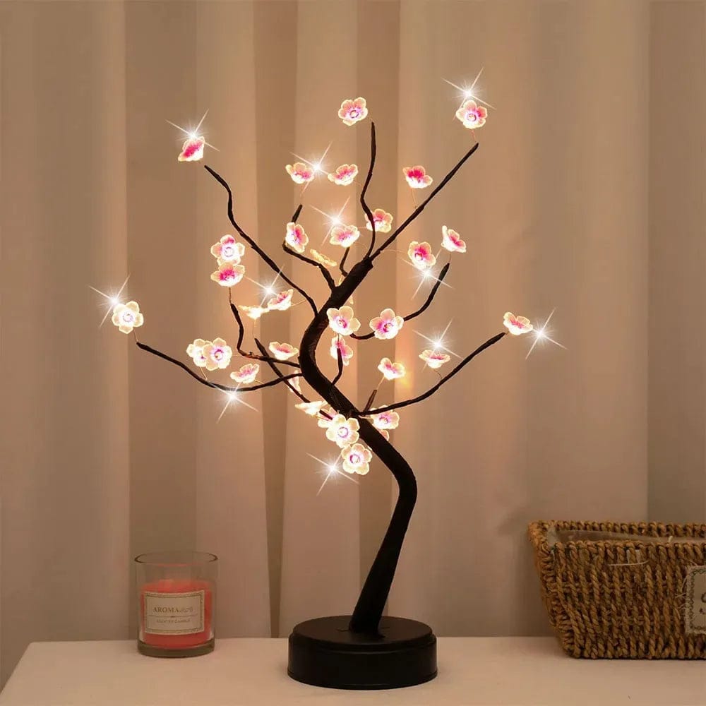 Anyhouz Anyhouz Table Lamp Plum 36 LED Bonsai Tree Desk Light USB Rechargeable For Living Room
