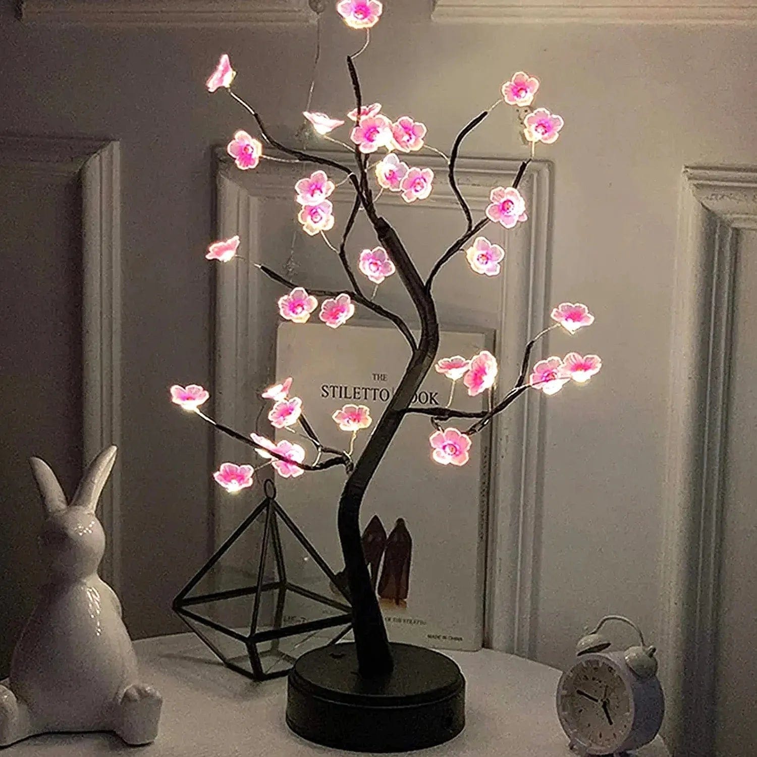 Anyhouz Anyhouz Table Lamp Plum 36 LED Bonsai Tree Desk Light USB Rechargeable For Living Room