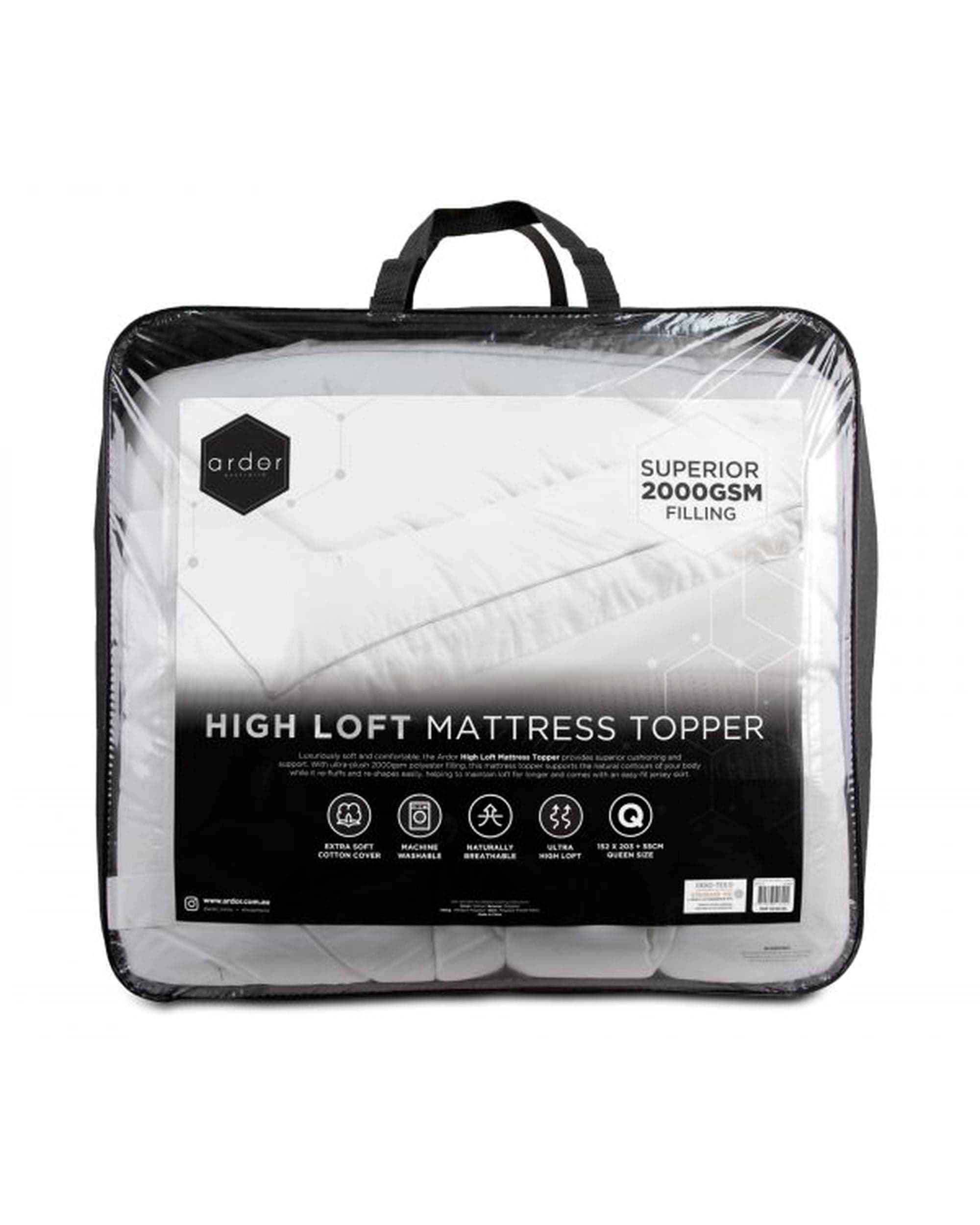 Ardor Bedding Mattress Topper ARDOR "2000GSM Standard Microfibre" MATTRESS TOPPER Vacuum Packed