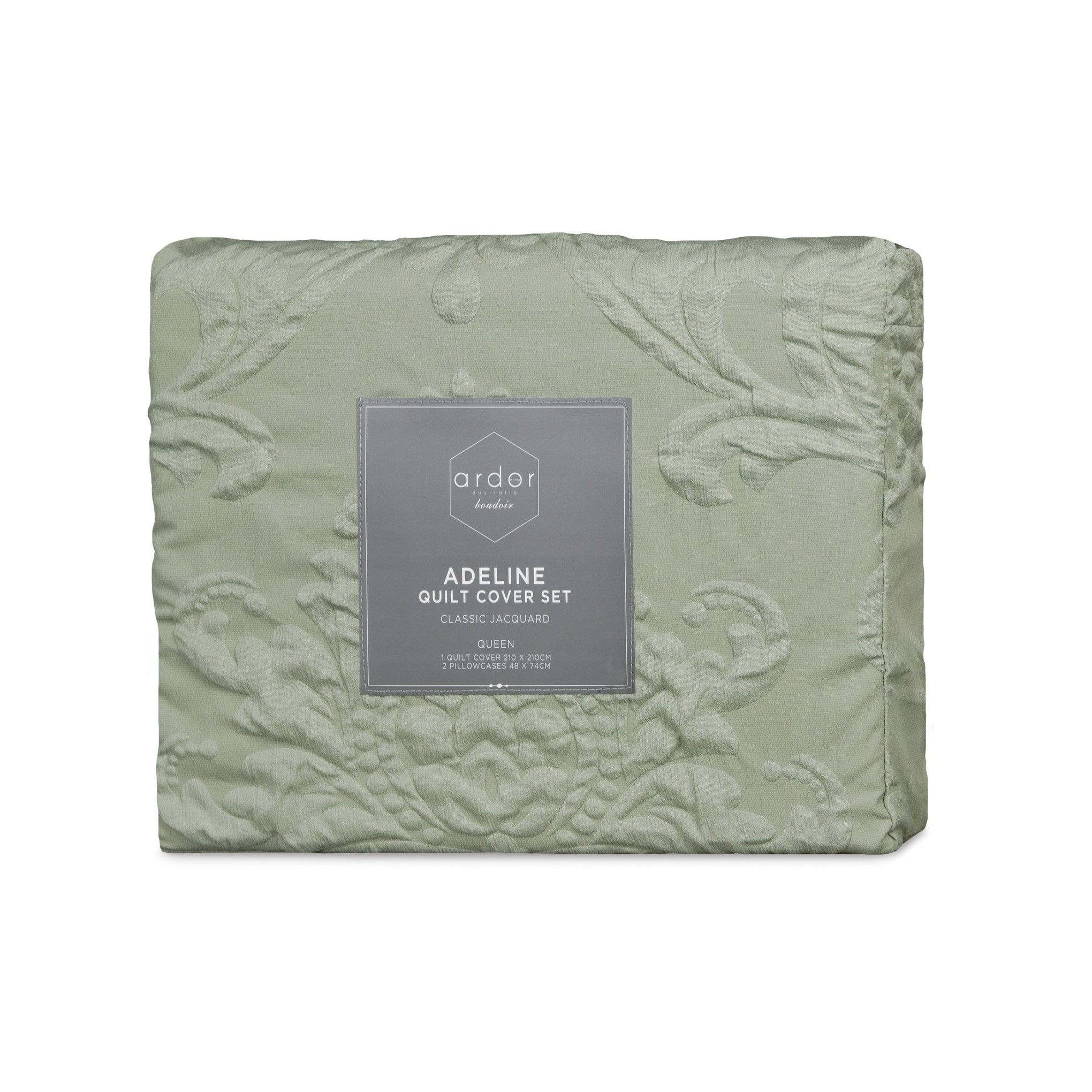 Ardor Bedding Quilt Cover ARDOR BOUDOIR "Adeline" SAGE QUILT COVER SET