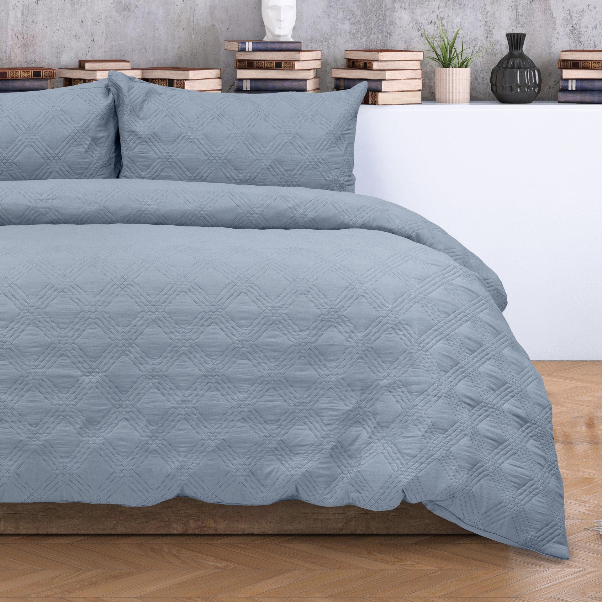 Ardor Bedding Quilt Cover ARDOR BOUDOIR "Carter" MINERAL BLUE QUILT COVER SET