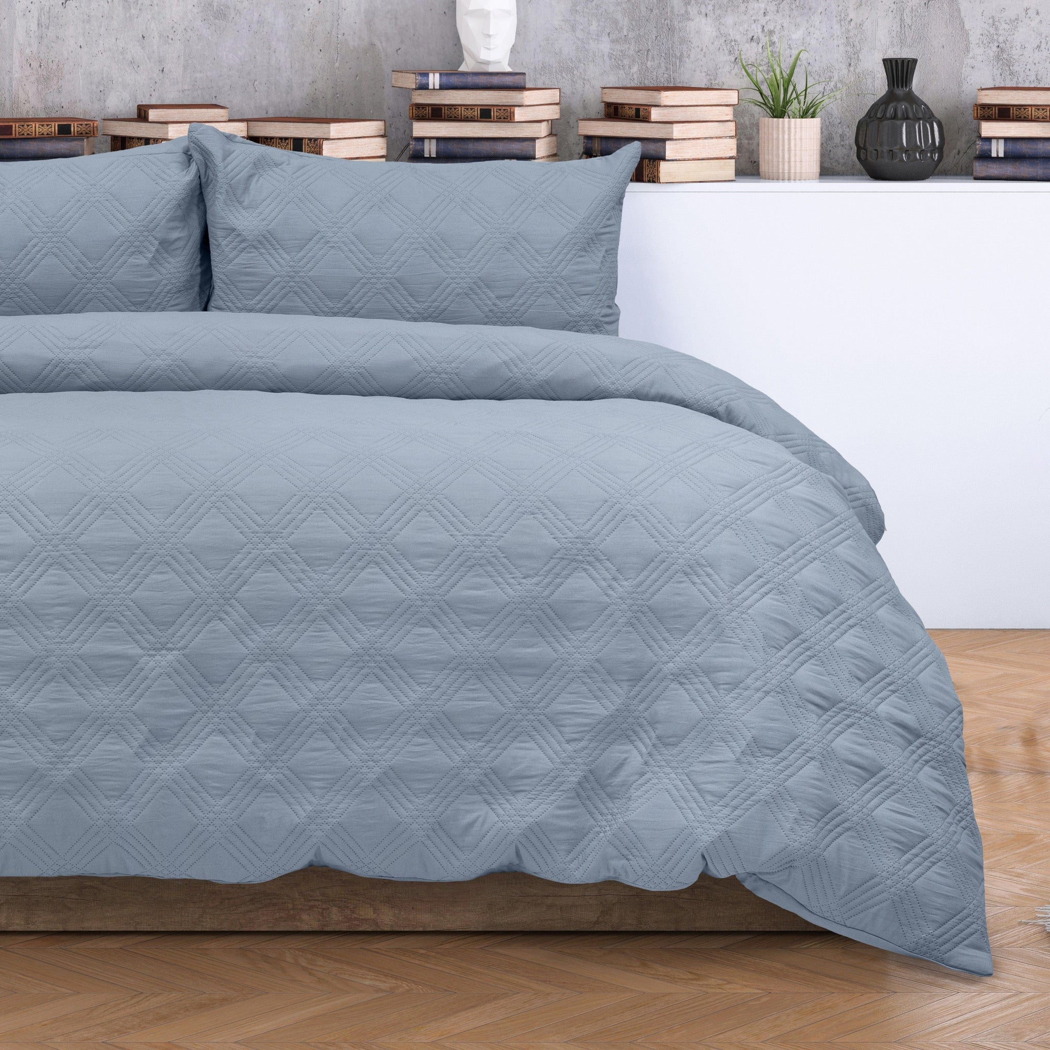 Ardor Bedding Quilt Cover ARDOR BOUDOIR "Carter" MINERAL BLUE QUILT COVER SET