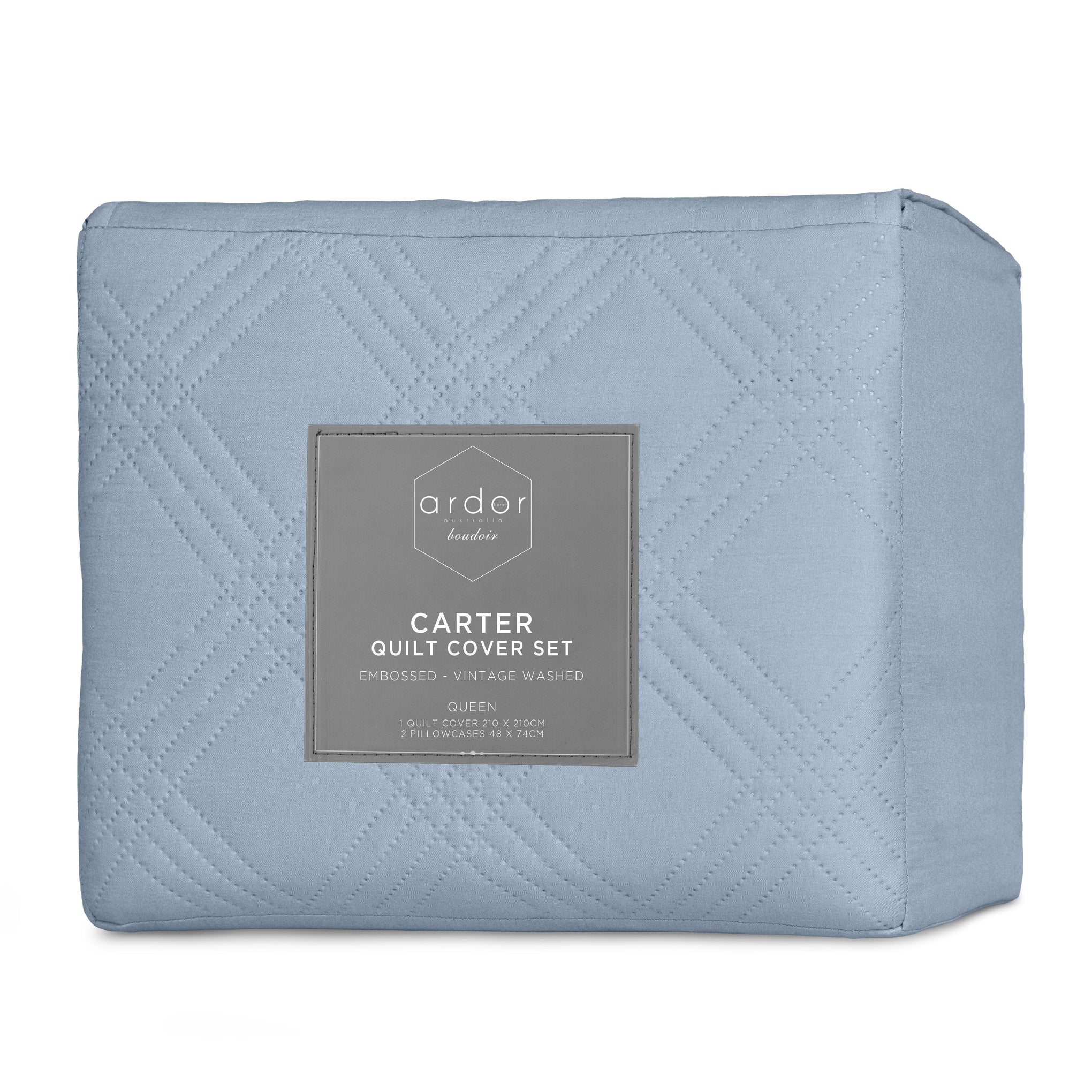 Ardor Bedding Quilt Cover ARDOR BOUDOIR "Carter" MINERAL BLUE QUILT COVER SET