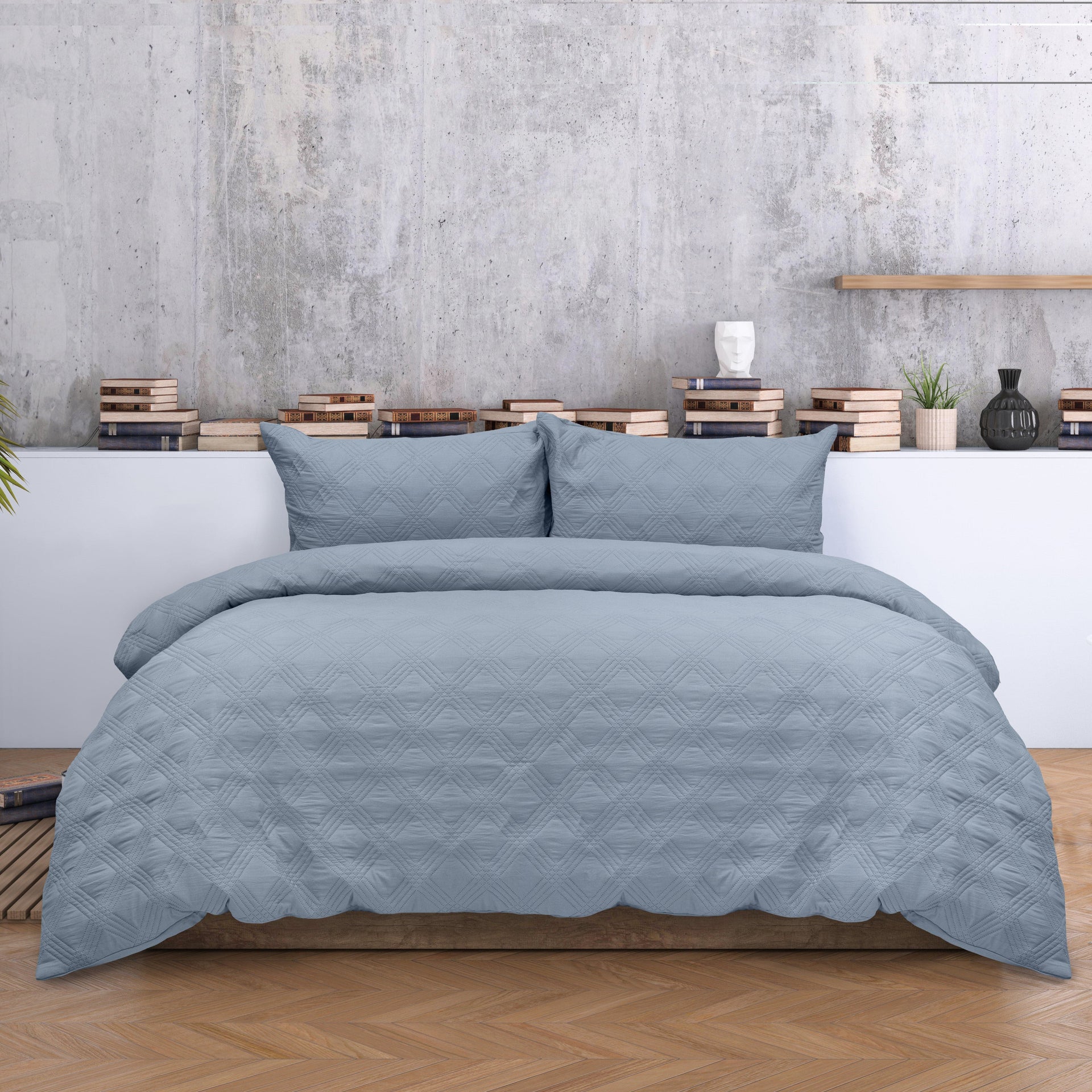 Ardor Bedding Quilt Cover ARDOR BOUDOIR "Carter" MINERAL BLUE QUILT COVER SET