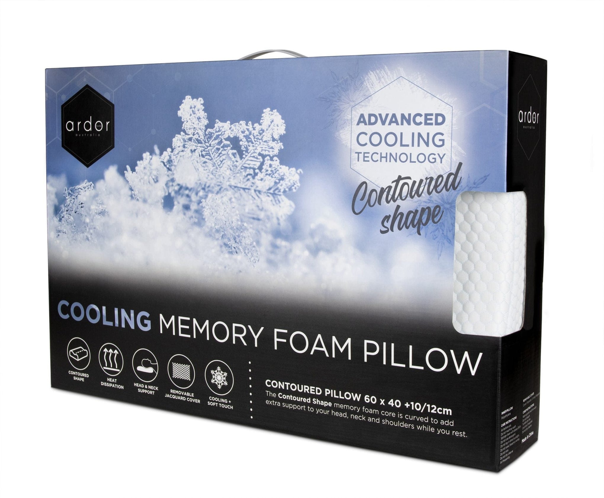 Ardor Bedding Pillows/Cushions ARDOR "Cooling" MEMORY FOAM PILLOW CONTOURED