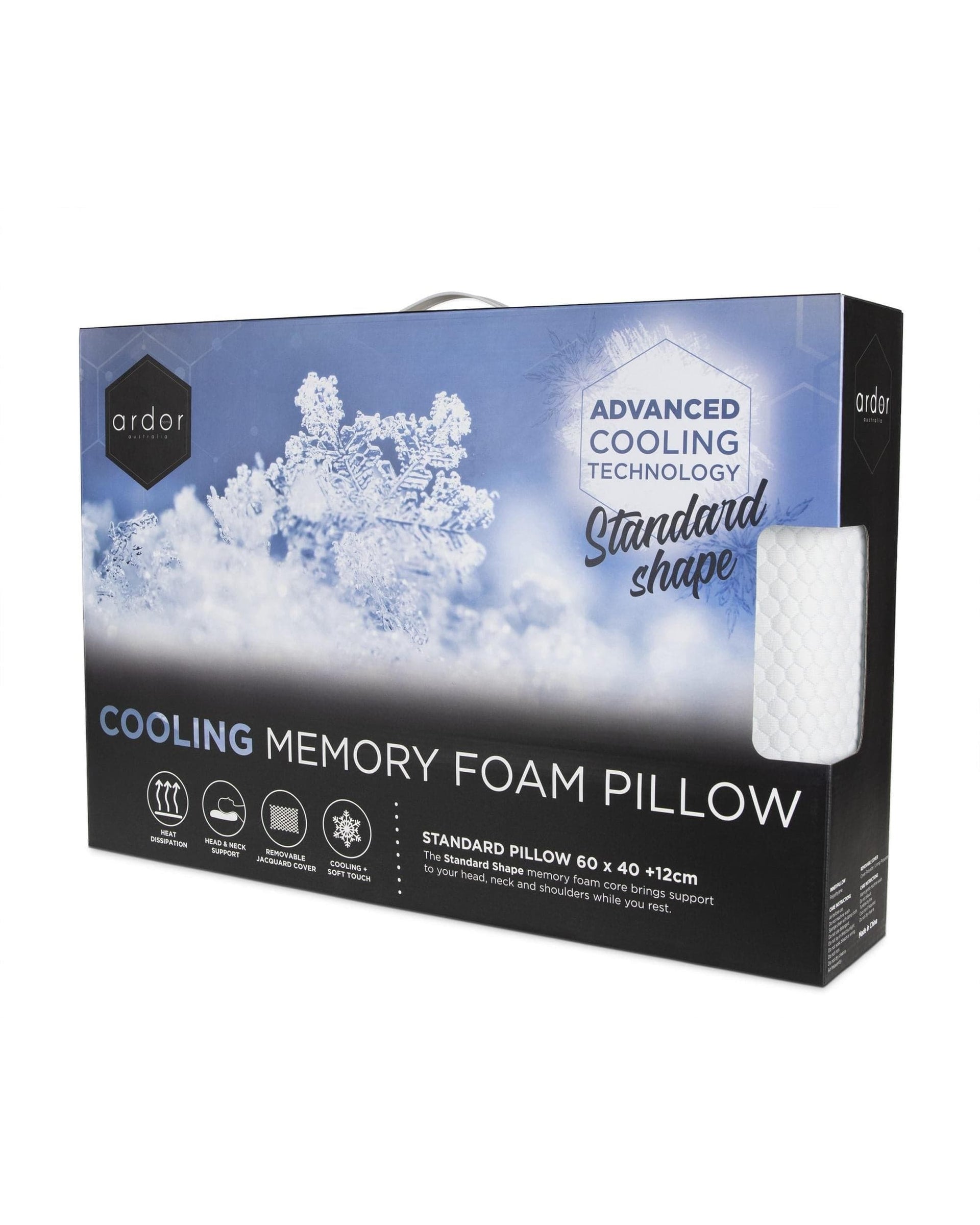 Ardor Bedding Pillows/Cushions ARDOR "Cooling" MEMORY FOAM PILLOW STANDARD