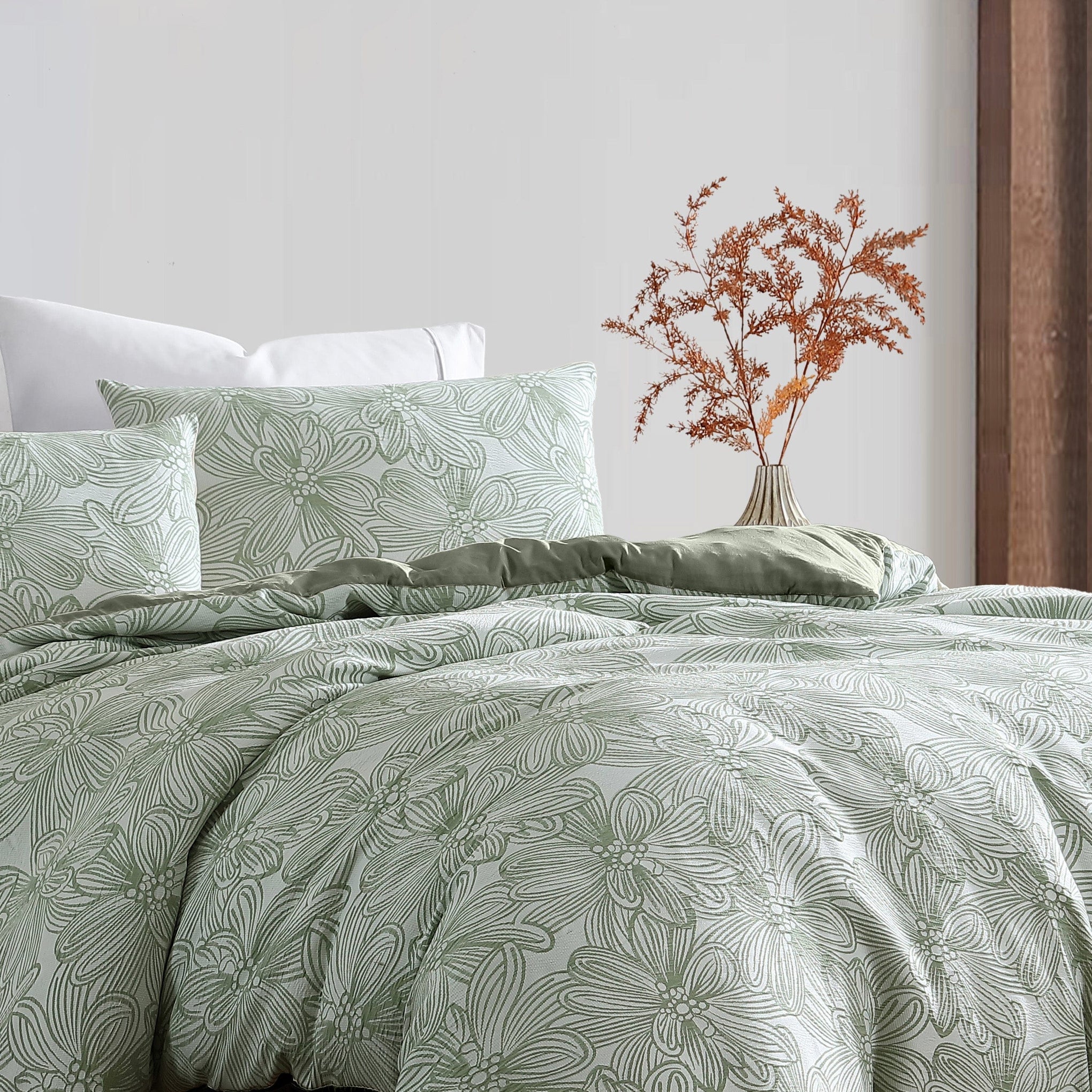 Ardor Bedding Quilt Cover Queen / Green ARDOR BOUDOIR "Avena" QUILT COVER SET