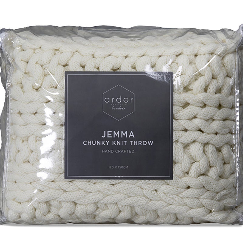 ARDOR BOUDOIR JEMMA CHUNKY THROW - IVORY Ardor Bedding