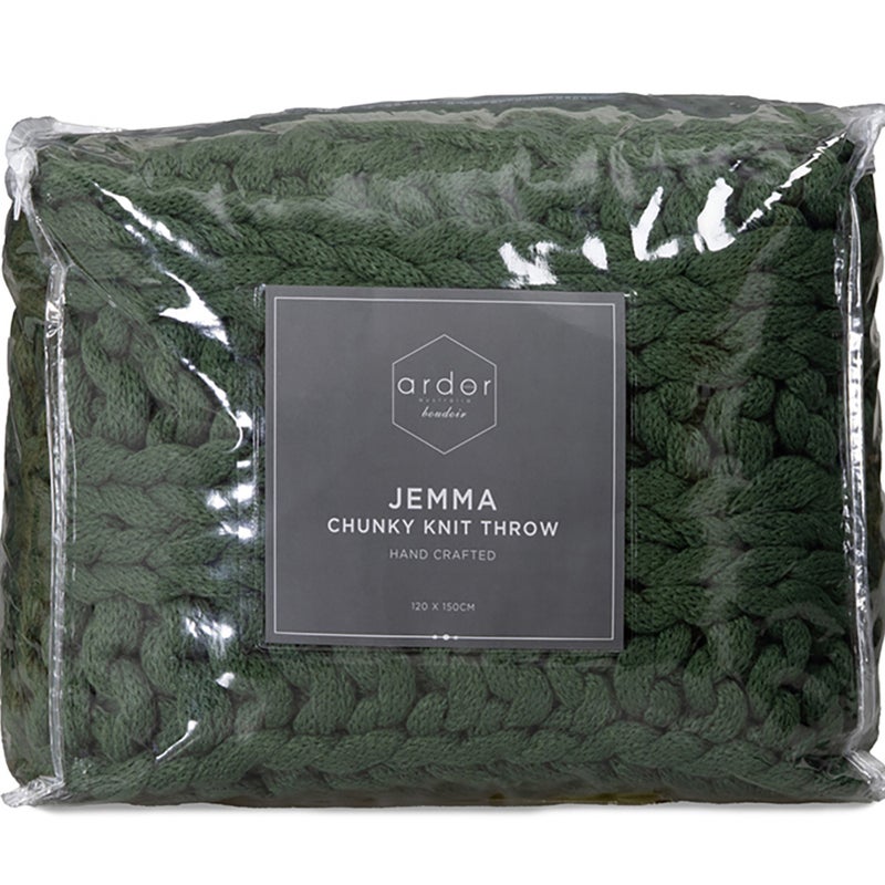 ARDOR BOUDOIR JEMMA CHUNKY THROW - OLIVE Ardor Bedding