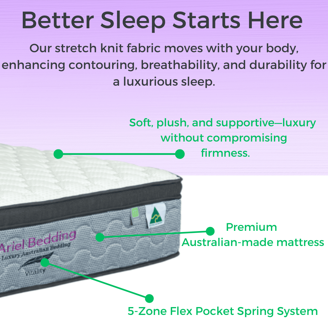 Ariel Bedding Mattresses Ariel Vitality Mattress - 5 Zoned Pocket Spring 32cm Mattress - Medium/Firm