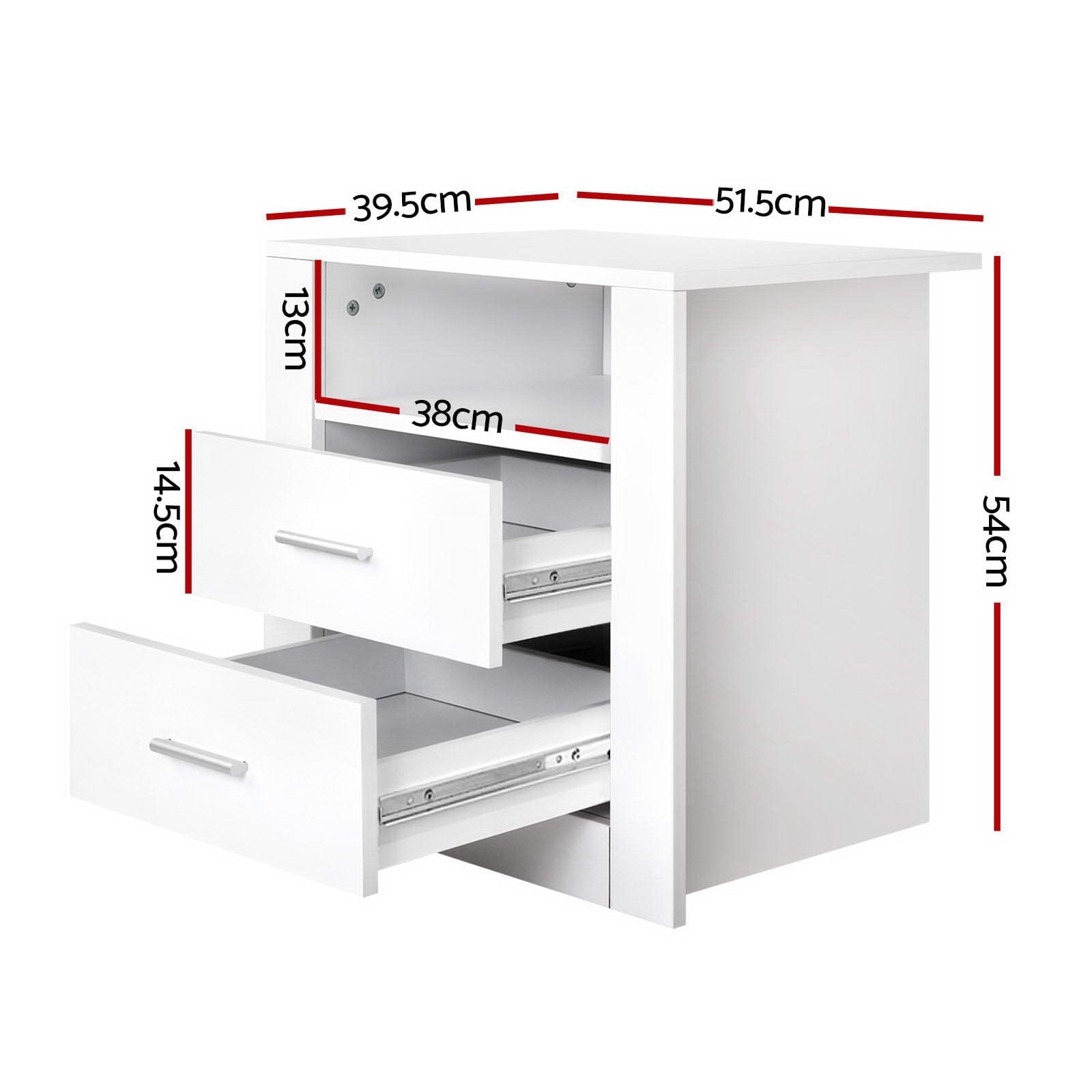 Artiss Bedside Table 2 X Bedside Table 2 Drawers with Shelf - TARA White