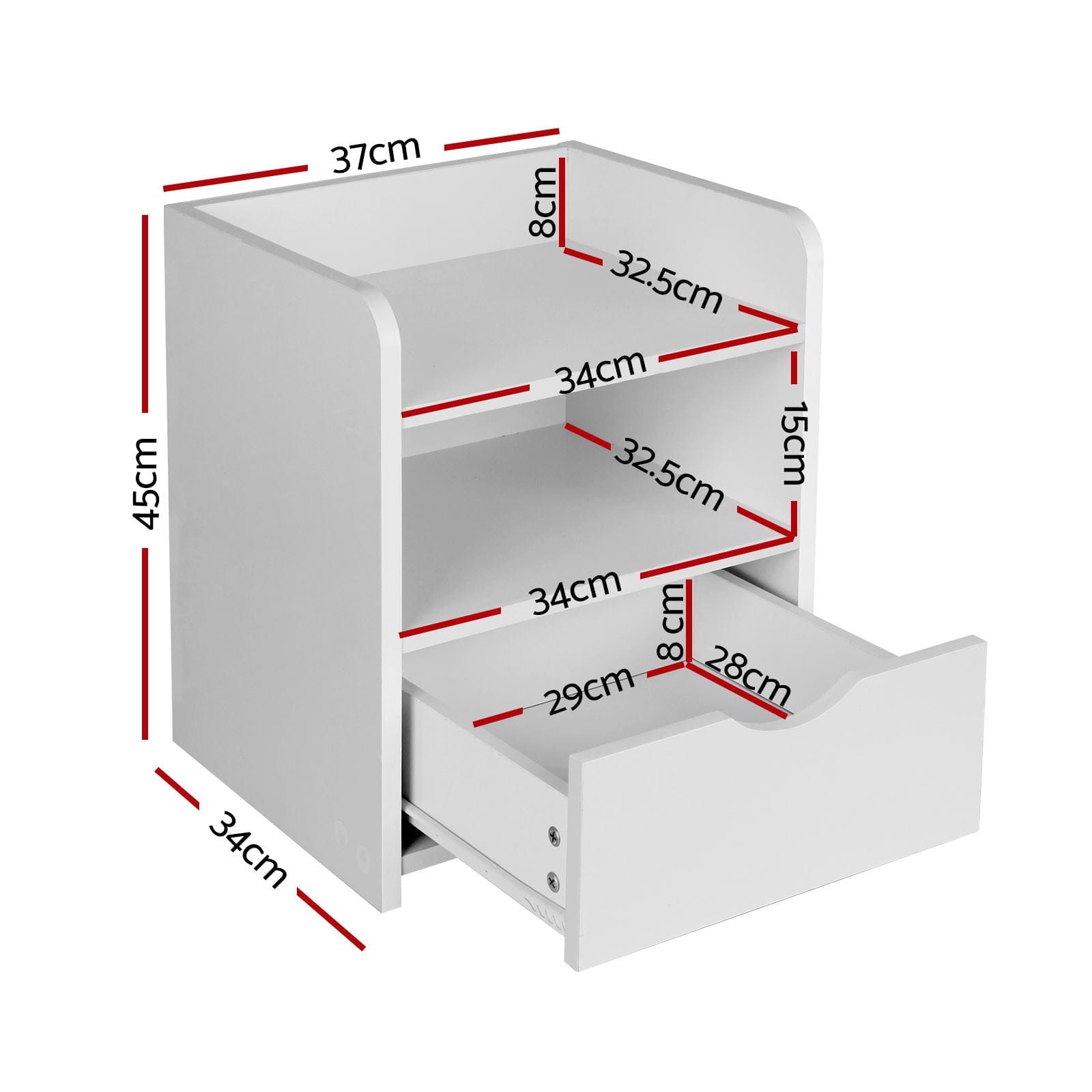 Artiss Bedside Table 2X Bedside Table 1 Drawer with Shelf - FARA White