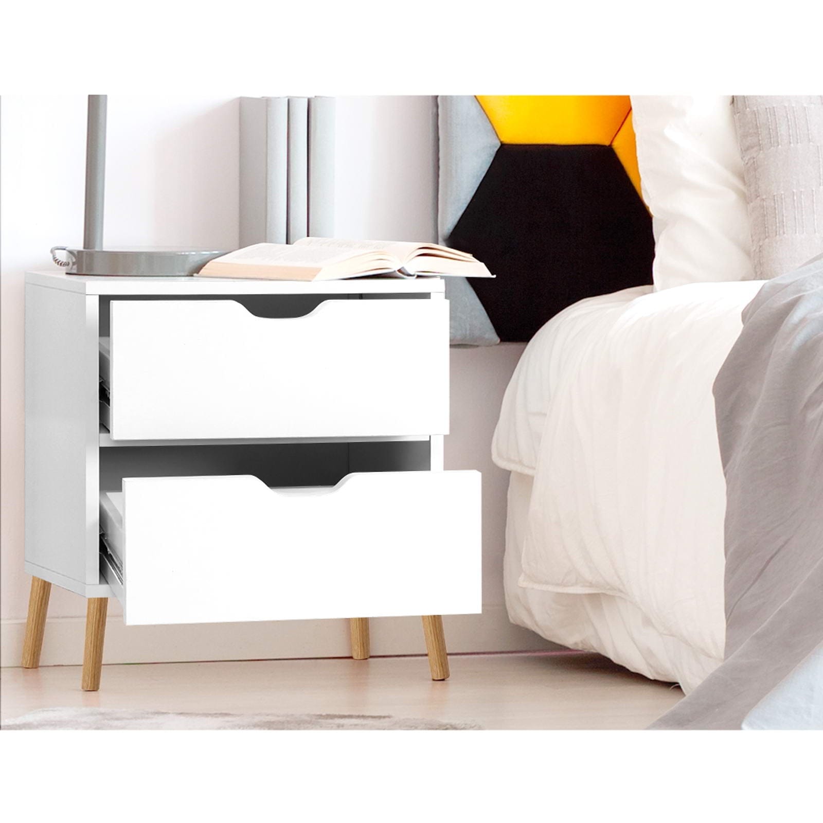 Artiss Bedside Table 2X Bedside Table 2 Drawers - BODEN White