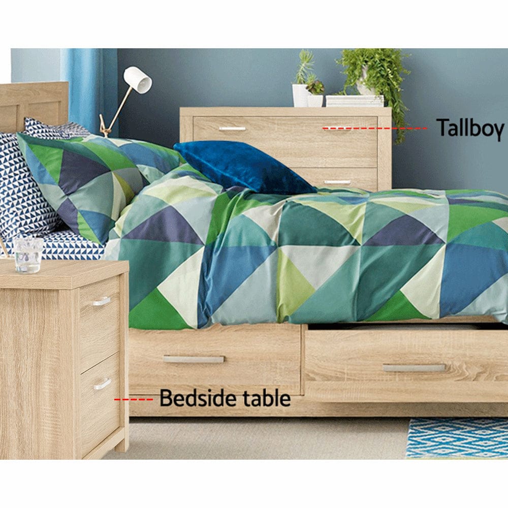 Artiss Bedside Table 2x Bedside Table 2 Drawers - MAXI Pine