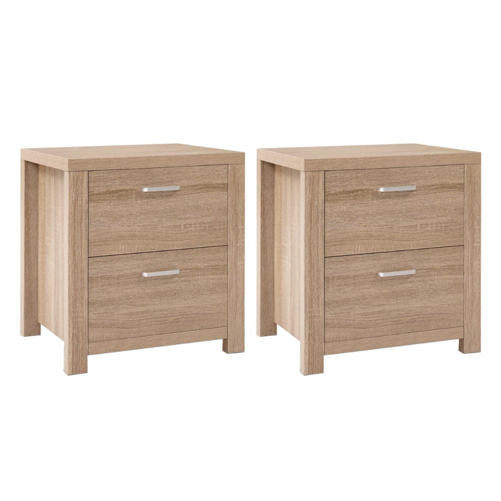 Artiss Bedside Table 2x Bedside Table 2 Drawers - MAXI Pine