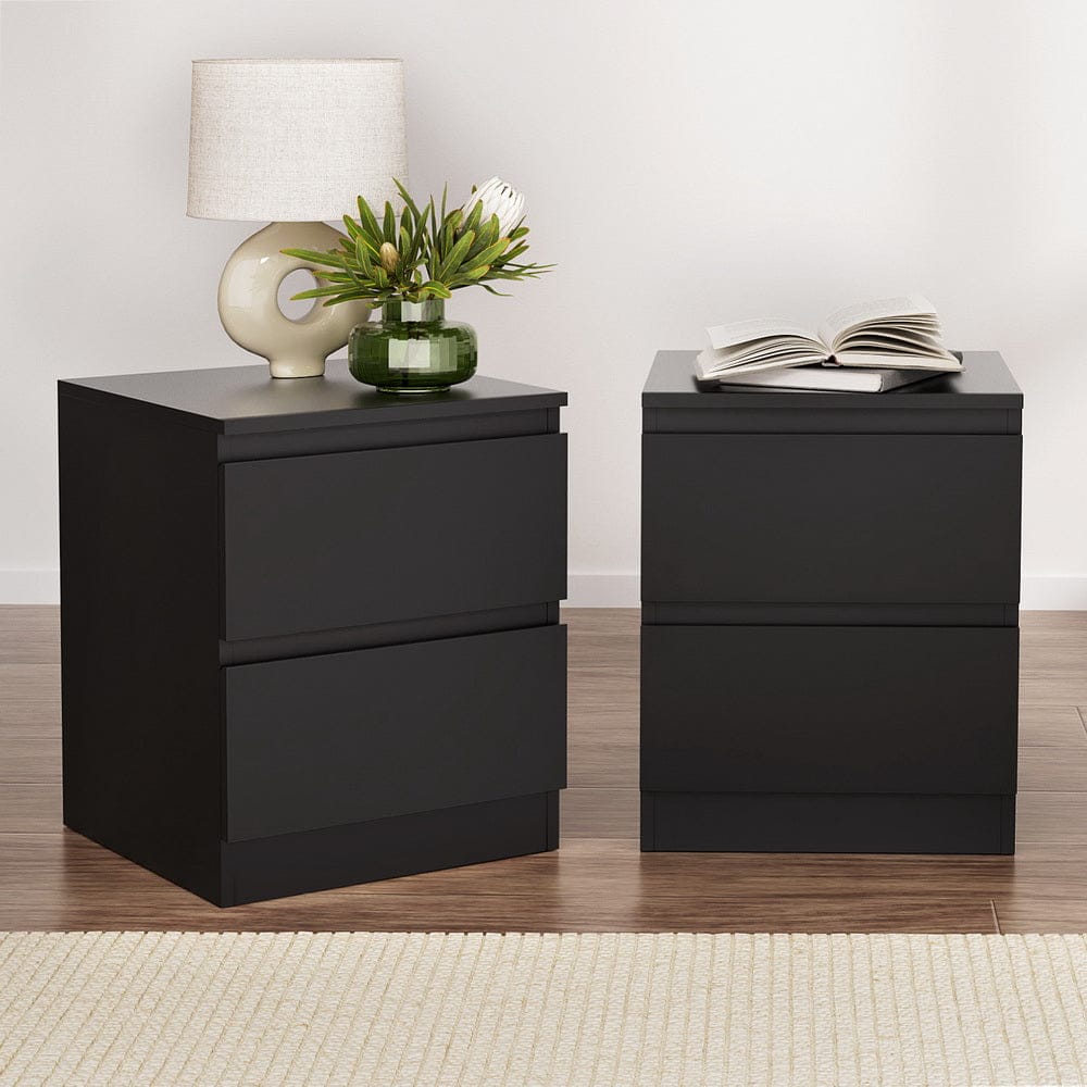Artiss Bedside Table 2x Bedside Table 2 Drawers - PEPE Black